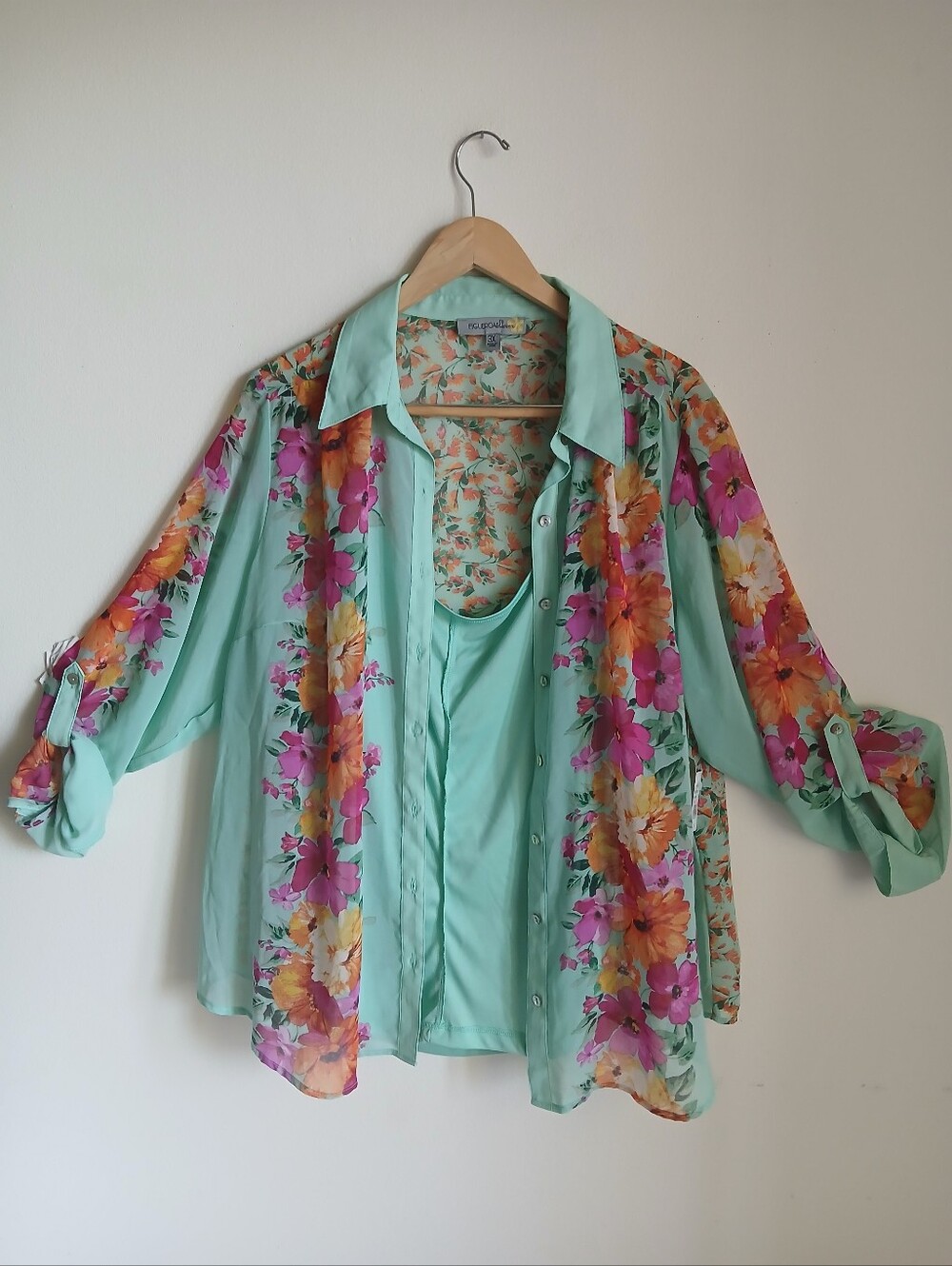 Figueroa & Flower NWT Floral Blouse w Attached Tank Size 3X